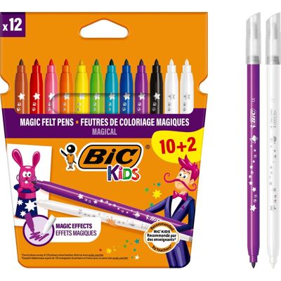 BIC kids magic - viltstiften met uitwisbare inkt - stiften voor kinderen - kleurstiften met medium punt - 12 stuks BIC kids magic - viltstiften met uitwisbare inkt - stiften voor kinderen - kleurstiften met medium punt - 12 stuks