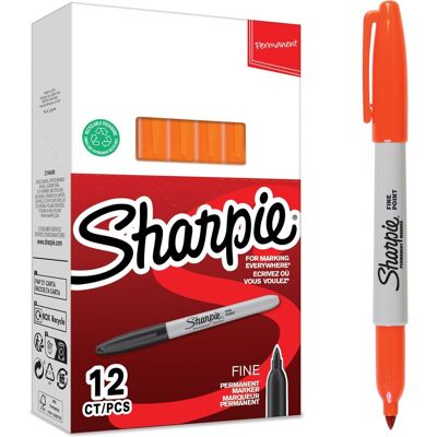 Sharpie permanente markers fijne punt oranje inkt 12 stuks Sharpie permanente markers fijne punt oranje inkt 12 stuks