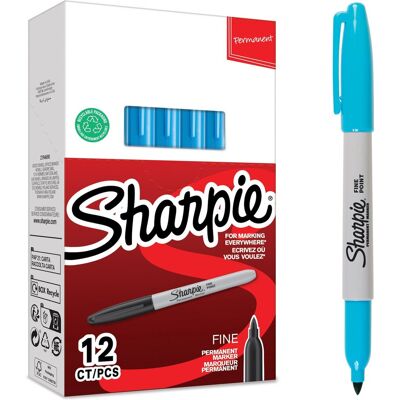 Sharpie permanente markers fijne punt turquoise inkt 12 stuks Sharpie permanente markers fijne punt turquoise inkt 12 stuks