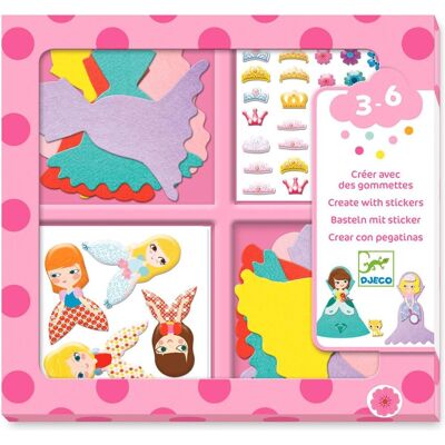 Djeco - knutselset creeëren met stickers - prinsessen - 3-6j Djeco - knutselset creeëren met stickers - prinsessen - 3-6j