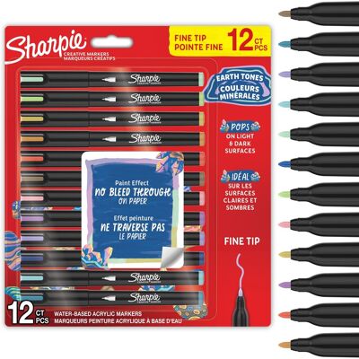 Sharpie creative marker acrylverf pennen aardetinten watergedragen verfmarkers fijne punt knutsel- & kunstbenodigdheden diverse kleuren 12 stuks Sharpie creative marker acrylverf pennen aardetinten watergedragen verfmarkers fijne punt knutsel- & kunstbenodigdheden diverse kleuren 12 stuks