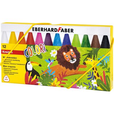 Eberhard Faber waskrijt - colori - 12 stuks - in kartonnen box - watervast - ef-524010 Eberhard Faber waskrijt - colori - 12 stuks - in kartonnen box - watervast - ef-524010