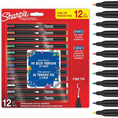 Sharpie creative marker acrylverf pennen water-based verfmarkers niet-doorlopende inkt schrijft op de meeste oppervlakken fijne punt knutsel- en kunstbenodigdheden diverse kleuren 12 stuks Sharpie creative marker acrylverf pennen water-based verfmarkers niet-doorlopende inkt schrijft op de meeste oppervlakken fijne punt knutsel- en kunstbenodigdheden diverse kleuren 12 stuks