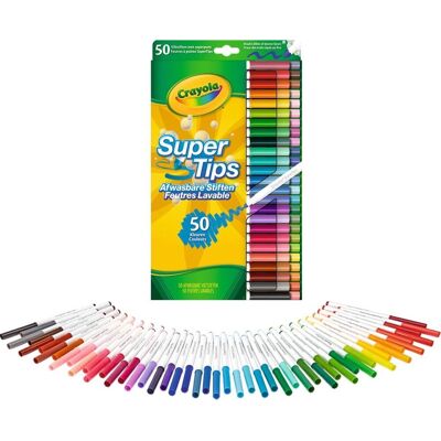 Crayola - supertips - viltstiften - 50 wasbare viltstiften - voor kinderen Crayola - supertips - viltstiften - 50 wasbare viltstiften - voor kinderen