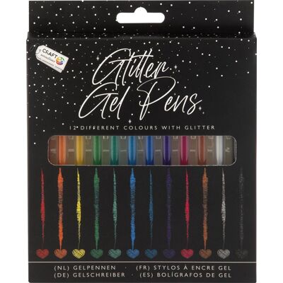 Craft Sensations Gelpennen glitter, 12st. Multi kleuren Craft Sensations Gelpennen glitter, 12st. Multi kleuren