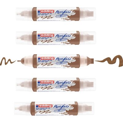 Edding 5400 acrylic 3d double liner hazelnoot - 5 acryltubes - dubbele punt 2-3 mm & 5-10 mm - hoogwaardige waterbasis acrylverf voor canvas, hout & papier Edding 5400 acrylic 3d double liner hazelnoot - 5 acryltubes - dubbele punt 2-3 mm & 5-10 mm - hoogwaardige waterbasis acrylverf voor canvas, hout & papier