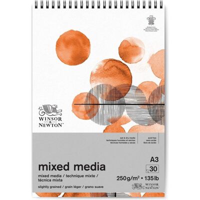 Winsor & Newton 6694003 mixed media pad - 250 g/m², 30 vellen a3, spiraalbinding, voor olieverf, acrylverf en aquarel - mixed media blok Winsor & Newton 6694003 mixed media pad - 250 g/m², 30 vellen a3, spiraalbinding, voor olieverf, acrylverf en aquarel - mixed media blok