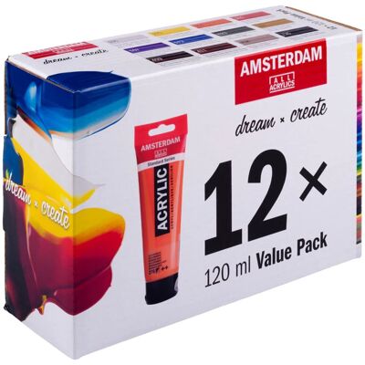 Royal Talens Royal-talens amsterdam - acrylverf set - 12 kleuren - 120 ml Royal Talens Royal-talens amsterdam - acrylverf set - 12 kleuren - 120 ml