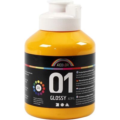 A-Color glossy acrylverf, geel, 01 - glossy, 500 ml A-Color glossy acrylverf, geel, 01 - glossy, 500 ml