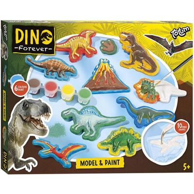 Totum dinosaurus junior knutselset gips en verfset dino forever model & paint inclusief gips, 6 kleuren verf - cadeautip jongens Totum dinosaurus junior knutselset gips en verfset dino forever model & paint inclusief gips, 6 kleuren verf - cadeautip jongens