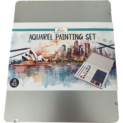 Nassau Fine Art aquarelverf startersset - 28 stuks - schilderen - waterverf - kunstset - creatief cadeau - metalen opbergblik Multi kleuren Nassau Fine Art aquarelverf startersset - 28 stuks - schilderen - waterverf - kunstset - creatief cadeau - metalen opbergblik Multi kleuren