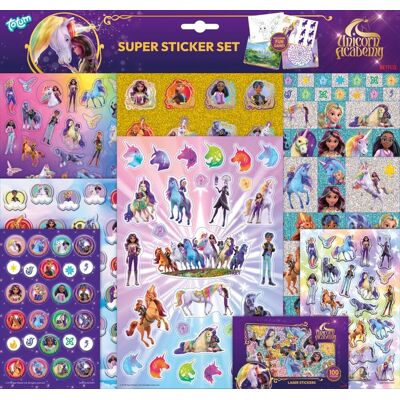 Totum Unicorn academy super sticker set xl - 8 vellen incl. luxe metallic en laser stickers 38 x 36 cm speelgoed meisjes vanaf 3 jaar Multi kleuren Totum Unicorn academy super sticker set xl - 8 vellen incl. luxe metallic en laser stickers 38 x 36 cm speelgoed meisjes vanaf 3 jaar Multi kleuren