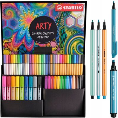 STABILO arty set - set pen 68, pen 68 brush, point 88, pen 68 max & pointmax - combi etui met 55 stuks Multi kleuren STABILO arty set - set pen 68, pen 68 brush, point 88, pen 68 max & pointmax - combi etui met 55 stuks Multi kleuren