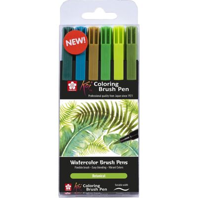 Sakura koi coloring brush pen set botanical 6 kleuren Sakura koi coloring brush pen set botanical 6 kleuren