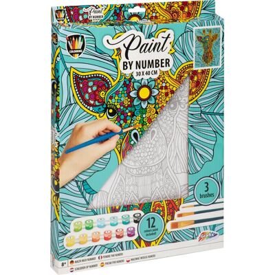 Grafix - Paint By Number Giraffe Canvas - 12 Verf - Voor Kinderen & Volwassenen Grafix - Paint By Number Giraffe Canvas - 12 Verf - Voor Kinderen & Volwassenen