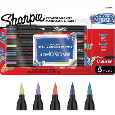 Sharpie creative marker acrylverf pennen water-based verfmarkers niet-doorlopende inkt schrijft op de meeste oppervlakken borstelpunt knutsel- en kunstbenodigdheden warme tinten 5 stuks Sharpie creative marker acrylverf pennen water-based verfmarkers niet-doorlopende inkt schrijft op de meeste oppervlakken borstelpunt knutsel- en kunstbenodigdheden warme tinten 5 stuks