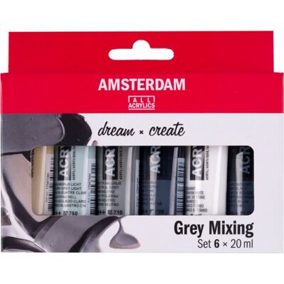 Amsterdam standard series acrylverf grijstinten set 6 x 20 ml Multi kleuren Amsterdam standard series acrylverf grijstinten set 6 x 20 ml Multi kleuren