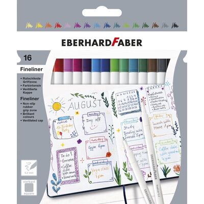 Eberhard Faber fineliners - 16 stuks - 0.4mm - kartonetui - ef-551516 Eberhard Faber fineliners - 16 stuks - 0.4mm - kartonetui - ef-551516