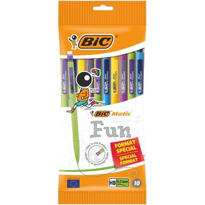 BIC matic vulpotlood fun 0 7 mm ophangzakje van 10 stuks BIC matic vulpotlood fun 0 7 mm ophangzakje van 10 stuks