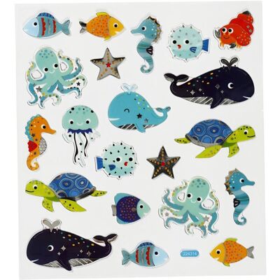 Creativ Company Stickers zeedieren - kinder stickers - diy creatieve plakstickers - zelfklevende stickervellen met zeedieren thema - knutselstickers & hobbydecoratie - 15x16,5 cm Creativ Company Stickers zeedieren - kinder stickers - diy creatieve plakstickers - zelfklevende stickervellen met zeedieren thema - knutselstickers & hobbydecoratie - 15x16,5 cm