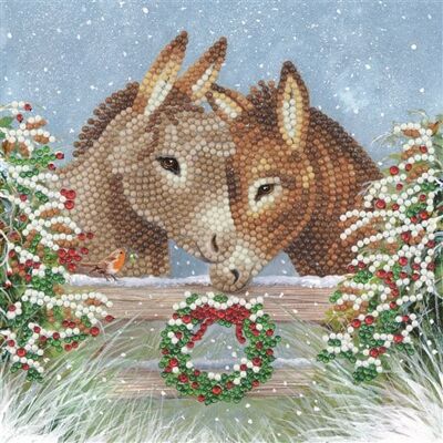 Brandunit Diamond painting - kerstkaart van verliefde ezels Brandunit Diamond painting - kerstkaart van verliefde ezels