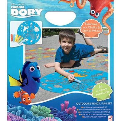 Jonotoys Finding dory stoepkrijt met grote sjablonen om op straat te tekenen Jonotoys Finding dory stoepkrijt met grote sjablonen om op straat te tekenen