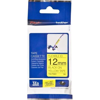Brother labelprinter label: tze - fx631 flexibel zwart op geel 12mm x 8meter Brother labelprinter label: tze - fx631 flexibel zwart op geel 12mm x 8meter