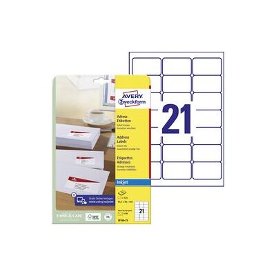 Avery J8160 Adreslabels - 525 Wit inkjet-compatibel Avery J8160 Adreslabels - 525 Wit inkjet-compatibel