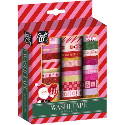 Creative Craft Group Washi tape kerstmis set 3m - 36dlg. Multi kleuren Creative Craft Group Washi tape kerstmis set 3m - 36dlg. Multi kleuren
