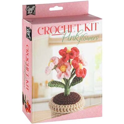 Creative Craft Group Haakpakket bloempot roze bloemen - incl. naald en draad Multi kleuren Creative Craft Group Haakpakket bloempot roze bloemen - incl. naald en draad Multi kleuren