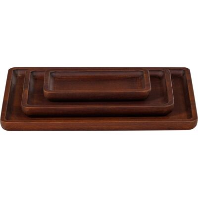 WOOOD trayla dienblad - mangohout - bruin - set van 3 WOOOD trayla dienblad - mangohout - bruin - set van 3