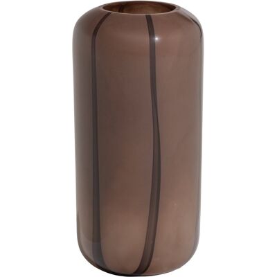 WOOOD arles vaas - glas - bruin met streep donkerbruin - 40x20x20 WOOOD arles vaas - glas - bruin met streep donkerbruin - 40x20x20