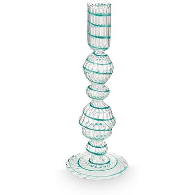 Pip Studio - kandelaar - woonaccessoires - licht blauwe kaarsenhouder - glas swirl - 22cm Pip Studio - kandelaar - woonaccessoires - licht blauwe kaarsenhouder - glas swirl - 22cm
