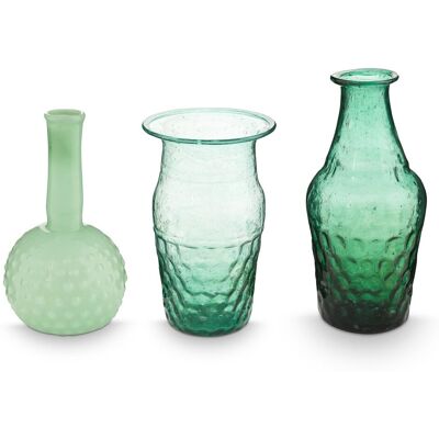 Pip Studio - bloemenvaas - woonaccessoires - blauw-groen - glazen vaas - set van 3 vazen Pip Studio - bloemenvaas - woonaccessoires - blauw-groen - glazen vaas - set van 3 vazen