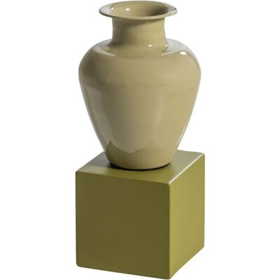 WOOOD numo wanddeco set vaas/kubus - metaal - groen - 29x13x13 WOOOD numo wanddeco set vaas/kubus - metaal - groen - 29x13x13