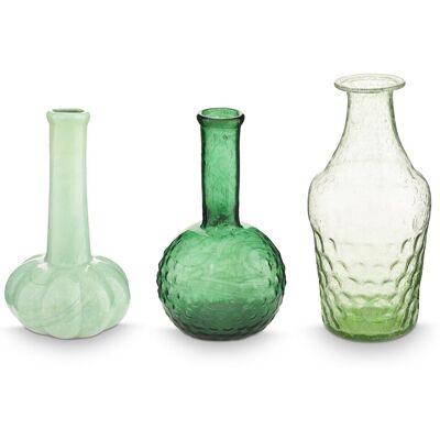 Pip Studio - bloemenvaas - woonaccessoires - groene - glazen vaas - set van 3 vazen Pip Studio - bloemenvaas - woonaccessoires - groene - glazen vaas - set van 3 vazen