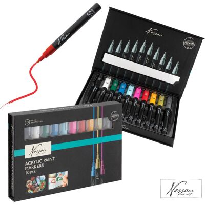 Nassau Fine Art Nassau acryl markerset - 10st. Multi kleuren Nassau Fine Art Nassau acryl markerset - 10st. Multi kleuren
