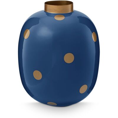 Pip Studio vaas dots - bloemenvaas van metaal - navy/ goud - 32cm Pip Studio vaas dots - bloemenvaas van metaal - navy/ goud - 32cm