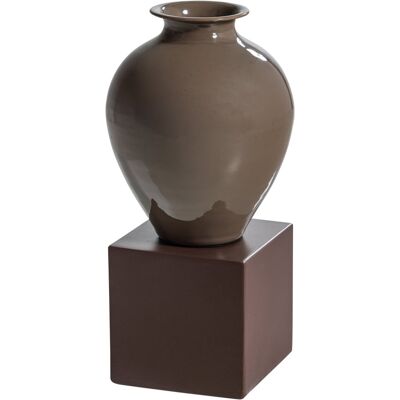 WOOOD numo wanddeco set vaas/kubus - metaal - bruin - 39x19x19 WOOOD numo wanddeco set vaas/kubus - metaal - bruin - 39x19x19