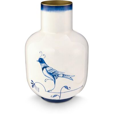 Pip Studio vaas pip & the blue bird - bloemenvaas van metaal - blauw - 30cm Pip Studio vaas pip & the blue bird - bloemenvaas van metaal - blauw - 30cm