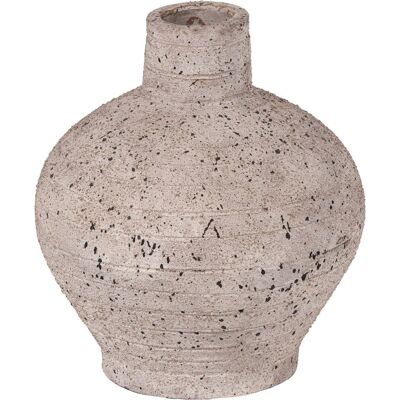 WOOOD sive decoratie vaas - klei - zand - 25x22x22 WOOOD sive decoratie vaas - klei - zand - 25x22x22