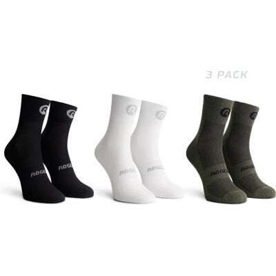 Rogelli core combi dames en heren 3 pack fietssokken - zwart/wit Rogelli core combi dames en heren 3 pack fietssokken - zwart/wit
