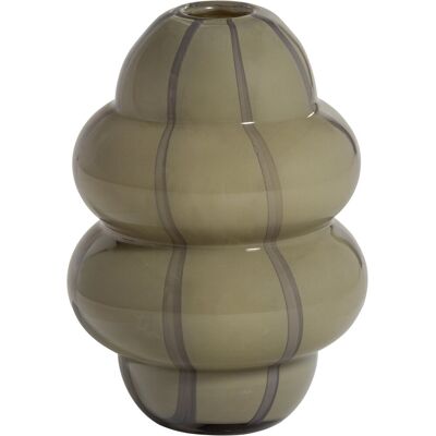 WOOOD kency vaas - glas - groen met streep grijs - 32x23x23 WOOOD kency vaas - glas - groen met streep grijs - 32x23x23