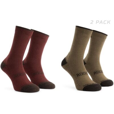 Rogelli merino wool dames en heren 2 pack fietssokken - bordeaux/bruin Rogelli merino wool dames en heren 2 pack fietssokken - bordeaux/bruin