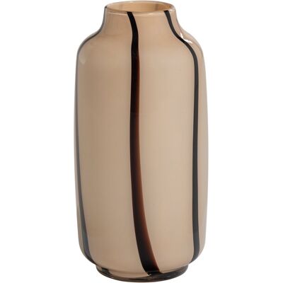 WOOOD selena vaas - glas - naturel met streep bruin - 35x18x18 WOOOD selena vaas - glas - naturel met streep bruin - 35x18x18