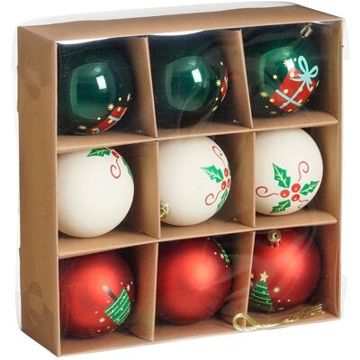 Mica Decorations kerstbal onbreekbaar rood wit groen 9 stuks - d8cm - onbreekbaar - wit, rood, groen Mica Decorations kerstbal onbreekbaar rood wit groen 9 stuks - d8cm - onbreekbaar - wit, rood, groen