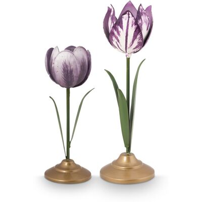 Pip Studio - tulpen kandelaar - woonaccessoires - lila kaarsenhouder - 21cm - set van 2 kaarsenhouders Pip Studio - tulpen kandelaar - woonaccessoires - lila kaarsenhouder - 21cm - set van 2 kaarsenhouders