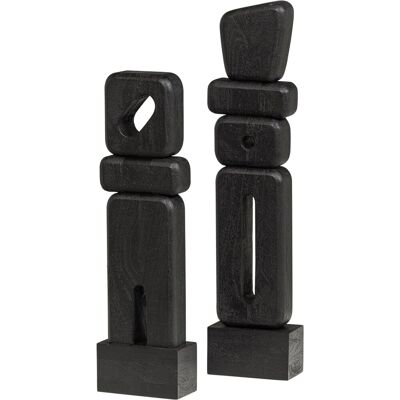 WOOOD elon sculptuur ornamenten - hout - zwart - set van 2 WOOOD elon sculptuur ornamenten - hout - zwart - set van 2
