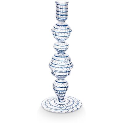 Pip Studio kandelaar swirl - kaarsenhouder van glas - donkerblauw - 22cm Pip Studio kandelaar swirl - kaarsenhouder van glas - donkerblauw - 22cm