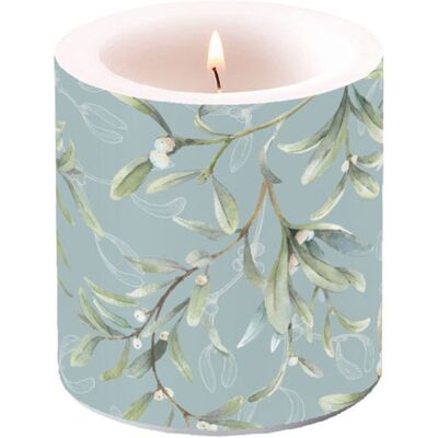 Ambiente stomkaars mistletoe all over 7.5x8 cm groen Ambiente stomkaars mistletoe all over 7.5x8 cm groen